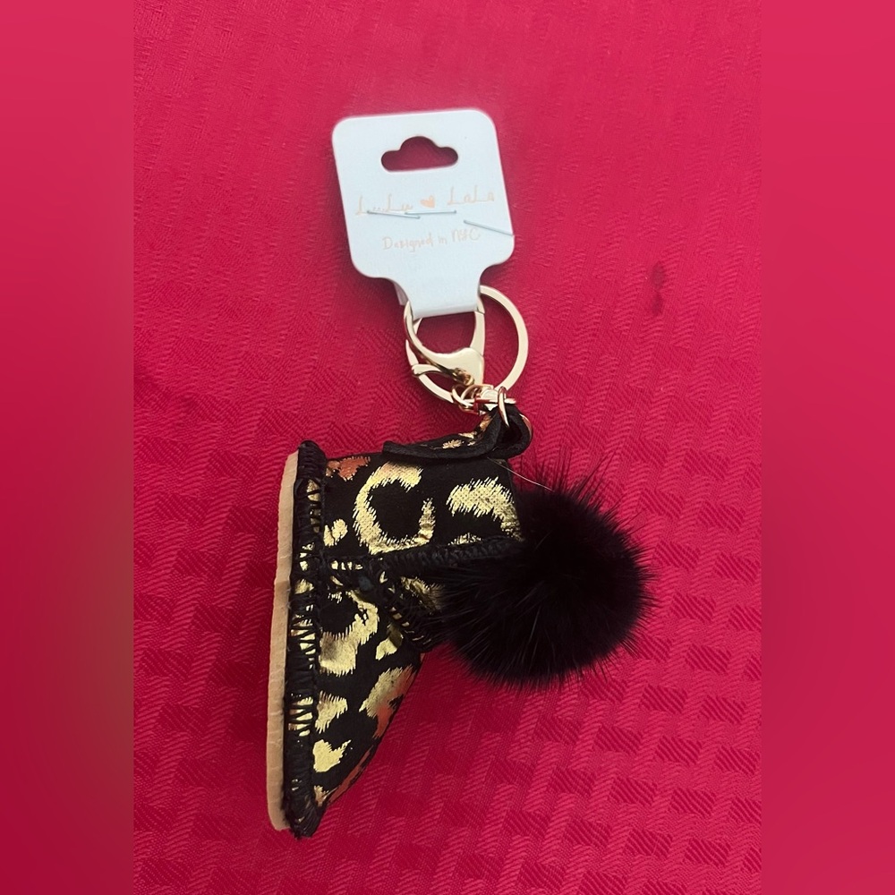 Gold and Black Boot Keychain Accessory